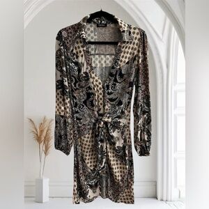 Triple 7 Paisley Midi Dress in Black and Cream